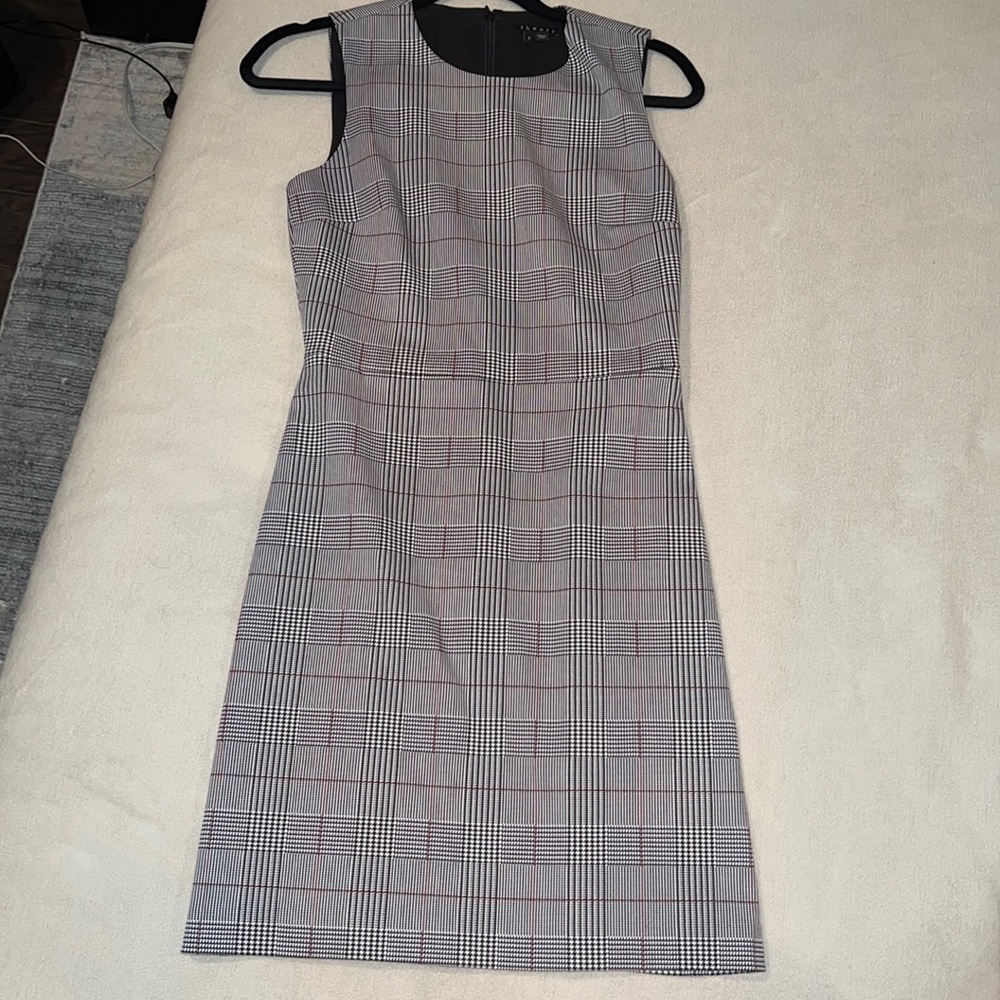 Theory Black and White Houndstooth Sleeveless Dress